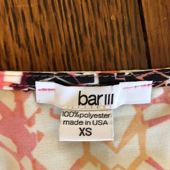 NEW Bar III Ivory, Coral and Black Faux Wrap Dress NWT - Picture 4 of 10